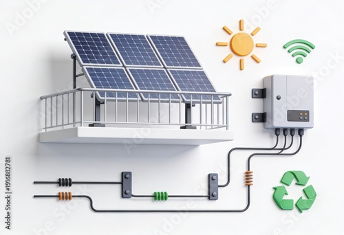 Innovative solar energy system illustrating modern technology integration with solar panels digital components and eco friendly innovation enhancing sustainable living environment
