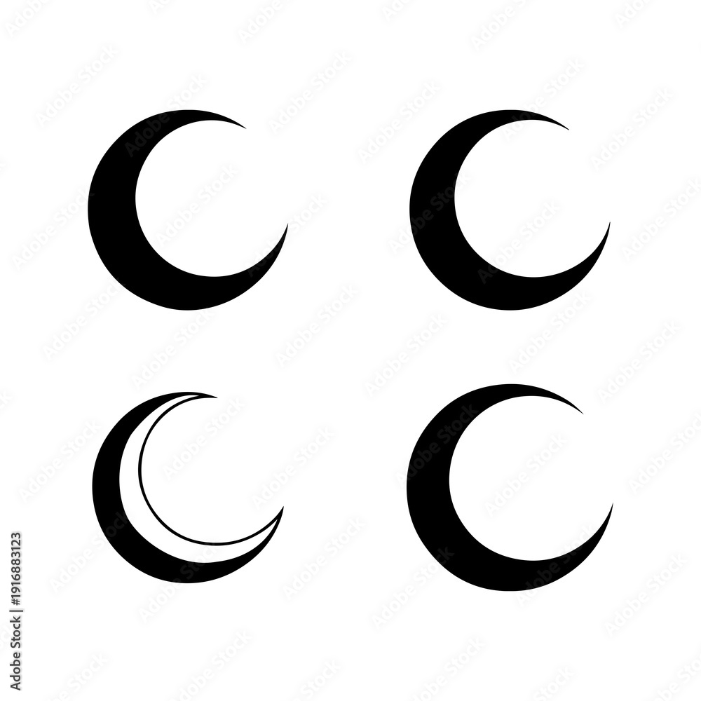 Obraz premium Set of vector moon icons isolated on transparent background