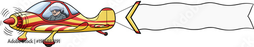 A small yellow sports plane flies and pulls a banner.