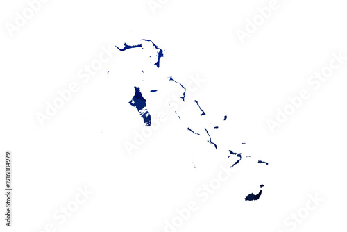 Bahamas Map - Polygon Style Vector Illustration in Dark Blue Gradient, Low Poly Geometric Design, Isolated on White Background for Infographics and Education.