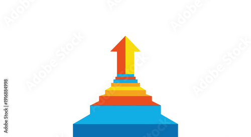 Colorful Stairway Arrow Symbolizing Growth and Success