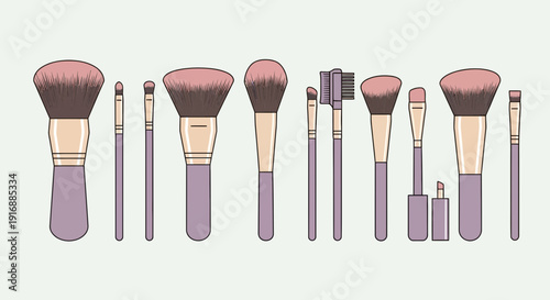Cosmetic Makeup Brushes Set Collection