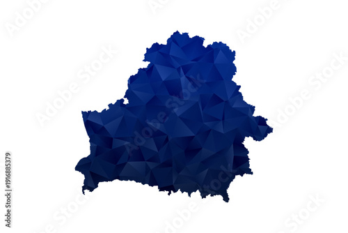 Belarus Map - Polygon Style Vector Illustration in Dark Blue Gradient, Low Poly Geometric Design, Isolated on White Background for Infographics and Education.
