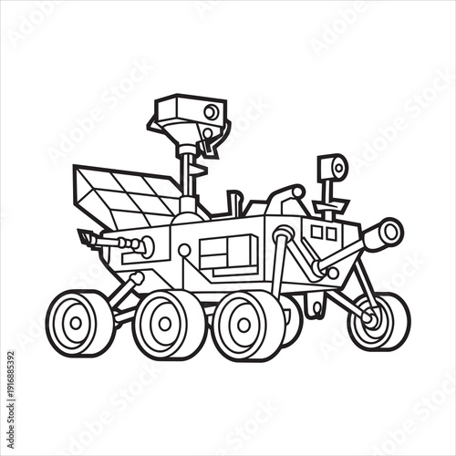 Lunar rover line art vector style