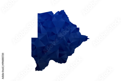 Botswana Map - Polygon Style Vector Illustration in Dark Blue Gradient, Low Poly Geometric Design, Isolated on White Background for Infographics and Education.