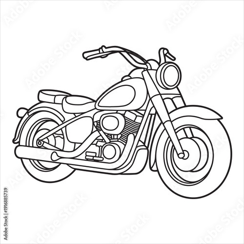  Motorcycle cruiser line art vector style