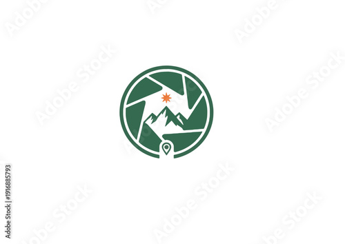 Mountain Camera Lens Aperture Photography Vector Logo