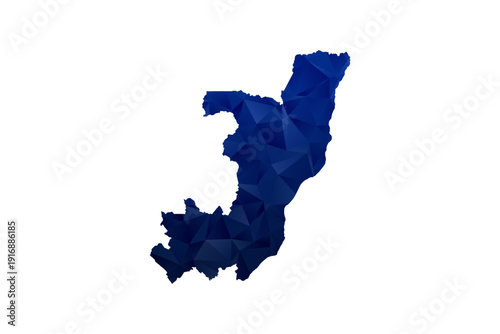 Congo Map - Polygon Style Vector Illustration in Dark Blue Gradient, Low Poly Geometric Design, Isolated on White Background for Infographics and Education.