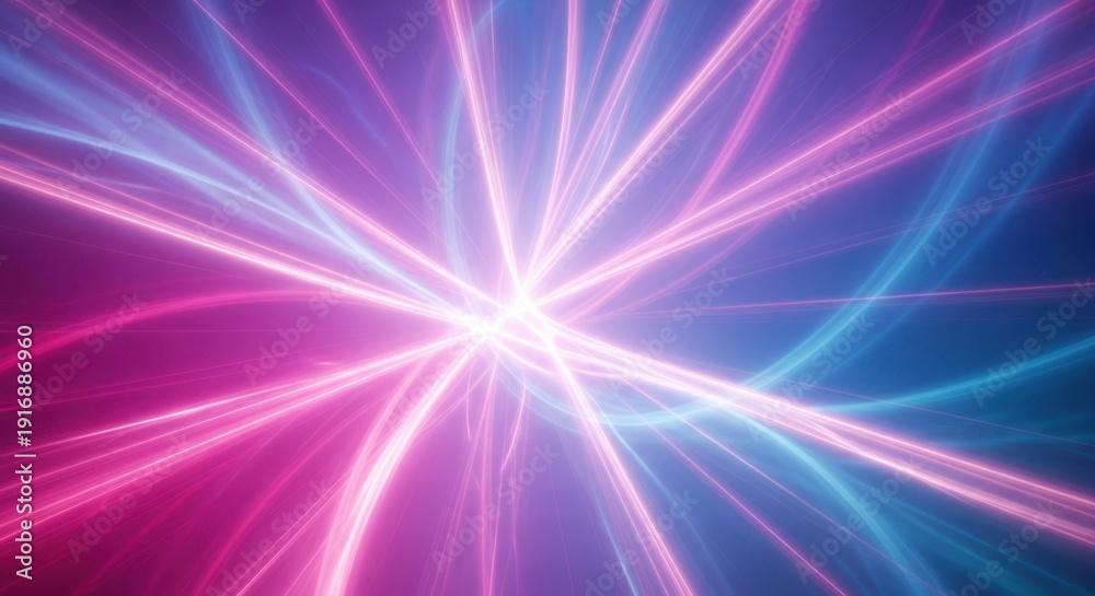 Obraz premium Vibrant abstract light burst with dynamic purple and blue rays radiating energy