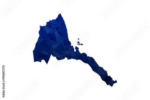Eritrea Map - Polygon Style Vector Illustration in Dark Blue Gradient, Low Poly Geometric Design, Isolated on White Background for Infographics and Education.