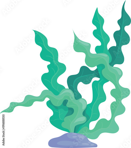 Kelp cartoon icon. Natural aquarium greenery decoration