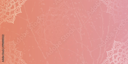 Dreamy reddish gradient wallpaper with mandala, grunge effect. Background for yoga, meditation, diwali, rangoli design