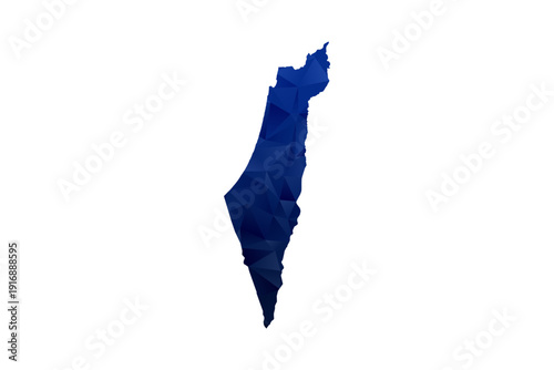 Palestine Map - Polygon Style Vector Illustration in Dark Blue Gradient, Low Poly Geometric Design, Isolated on White Background for Infographics and Education.