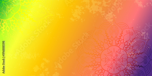 Dreamy gradient wallpaper with mandala pattern and grunge effect. Background for yoga and meditation design