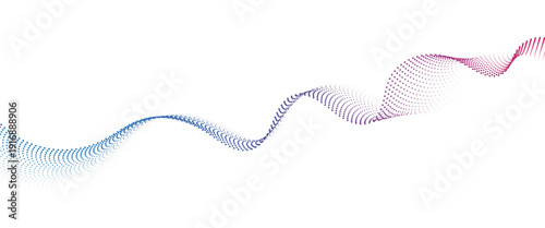 Flowing Dot Wave halftone gradient pattern on transparent background
