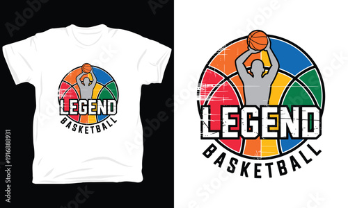 Legend Basketball Player Slam Dunk Retro Circular Vector T-Shirt Design