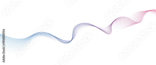 Flowing Dot Wave halftone gradient pattern on transparent background
