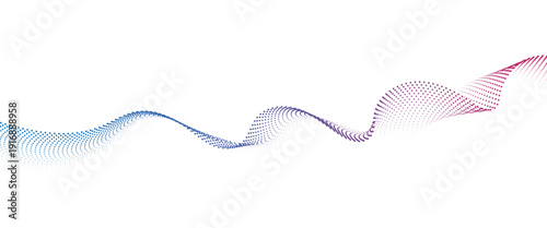 Flowing Dot Wave halftone gradient pattern on transparent background
