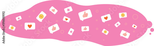 Social activity cloud. Post reaction pink balloon