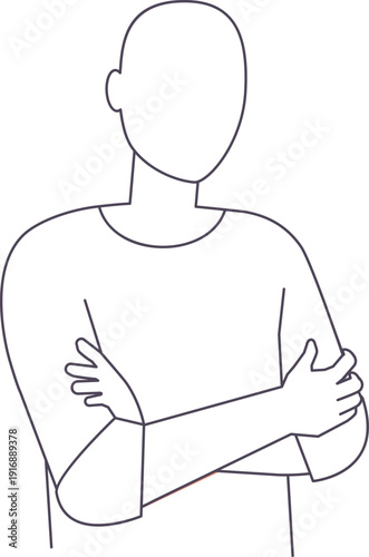 Offended person hand gesture. Crossed arms man