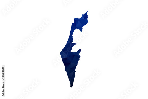 Palestine Map - Polygon Style Vector Illustration in Dark Blue Gradient, Low Poly Geometric Design, Isolated on White Background for Infographics and Education.
