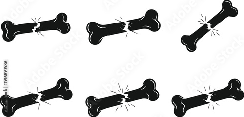 Black and white broken bone fractured bone cracked bone