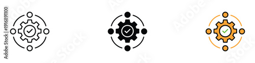 Capacity icon vector set. Optimization symbol with checkmark for automated process, industrial management, and workflow efficiency. Vector Illustration.