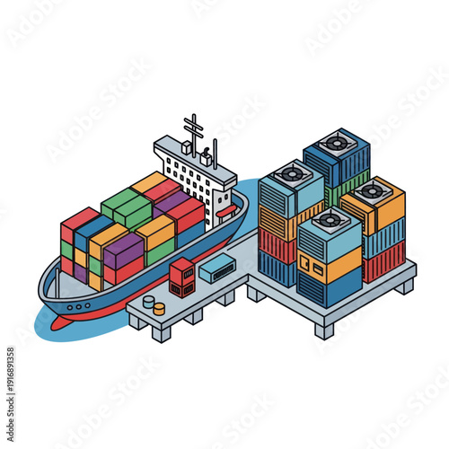 Cargo Ship Loading Containers at Dock.