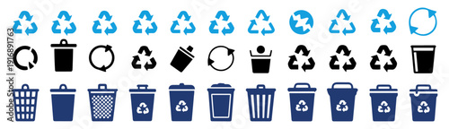 trash recycle compost bin icons