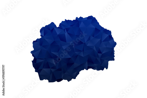 Macedonia Map - Polygon Style Vector Illustration in Dark Blue Gradient, Low Poly Geometric Design, Isolated on White Background for Infographics and Education.