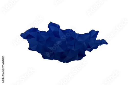 Mongolia Map - Polygon Style Vector Illustration in Dark Blue Gradient, Low Poly Geometric Design, Isolated on White Background for Infographics and Education.