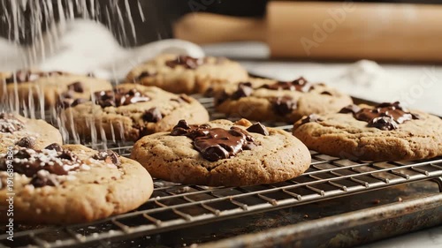 Wallpaper Mural Freshly baked chocolate chip cookies cooling on a rack Torontodigital.ca