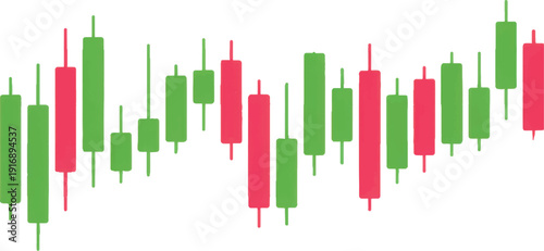 Green and red candlestick chart vector, stock market trading candles, financial price movement pattern for investment analysis