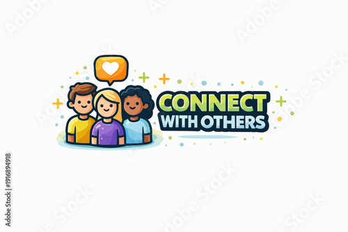 Diverse cartoon people connecting enjoying social interaction and community building