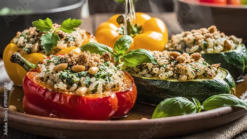 Wallpaper Mural Stuffed bell peppers and zucchini a culinary display Torontodigital.ca