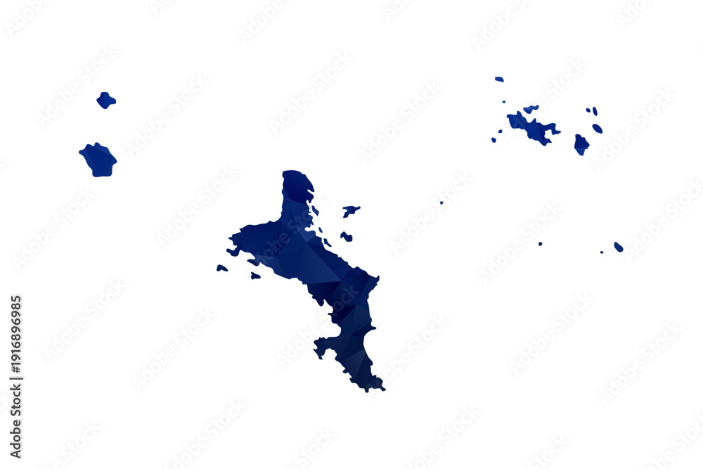 Obraz premium Seychelles Map - Polygon Style Vector Illustration in Dark Blue Gradient, Low Poly Geometric Design, Isolated on White Background for Infographics and Education.