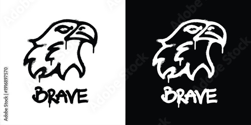 Graffiti brave eagle logo vector design