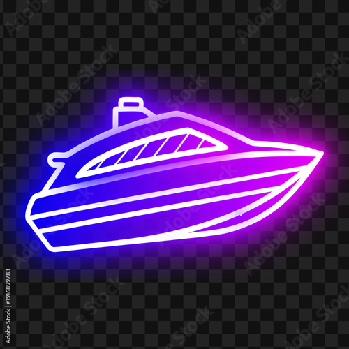 Neon Yacht Illustration Vibrant Maritime Vessel