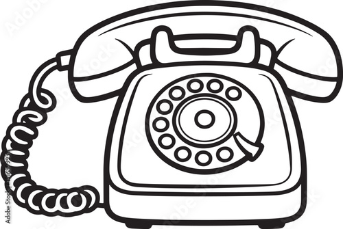 Classic Rotary Dial Telephone Vintage Communication Graphic
