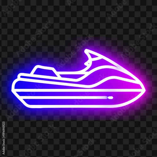 Neon Jet Ski Illustration Vector Design For Recreation