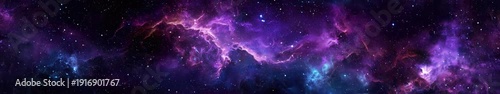 Panoramic Magenta Galaxy Nebula Seamless Loop Background