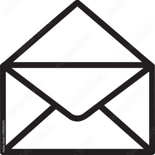 An open envelope icon with a simple black outline on a plain background viewed from the front