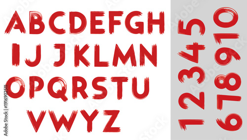 Brushstroke Alphabet & Number Icons, A to Z Letters and 1–10 Numbers in Bold Expressive Style, alphabet, letters, numbers, digits, 1 to 10, A to Z letters, brushstroke, typography, bold letters, 