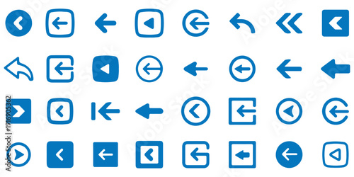 Minimalist arrow and direction line icon set with navigation pointers, location markers, cursor icons, rotation symbols, compass and GPS signs for maps, UI design, and direction concepts