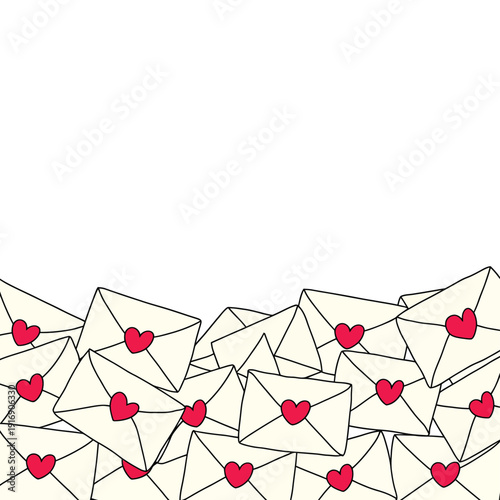Pile of letters with red hearts a romantic and charming illustration