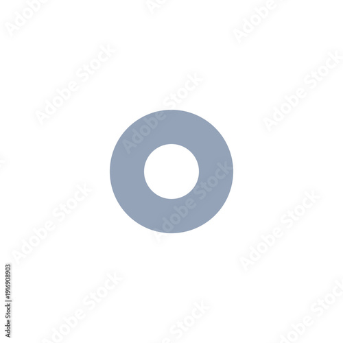 Simple gray circle with central hole on white background