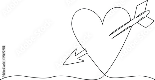 A heart pierced by an arrow, symbolizing love and romance. Vector