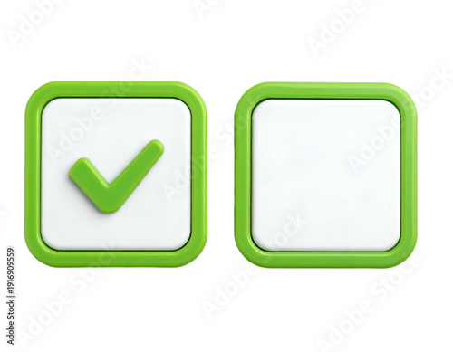 Two checkboxes, one with a green checkmark, the other empty