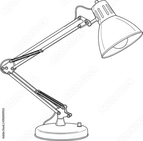 Modern adjustable desk lamp with flexible neck and round base