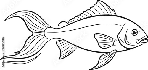 Illustration of a single freshwater fish swimming sideways